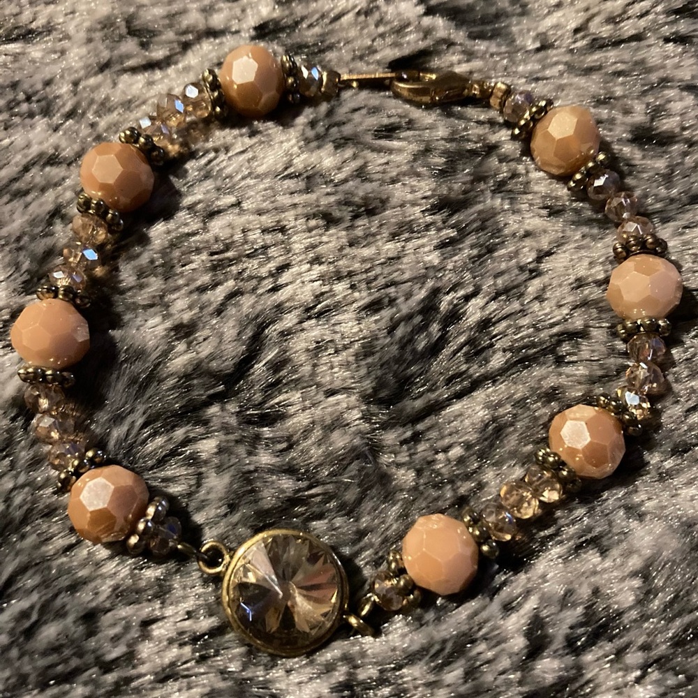 Orange & Peach Cut Faceted Glass Bracelet